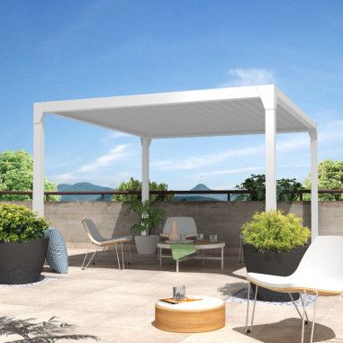 Pérgola Bioclimática BERYL auto suportada - Branco - 3,50x4,00 M - Cilindro a telecomando INTERSUN - 1